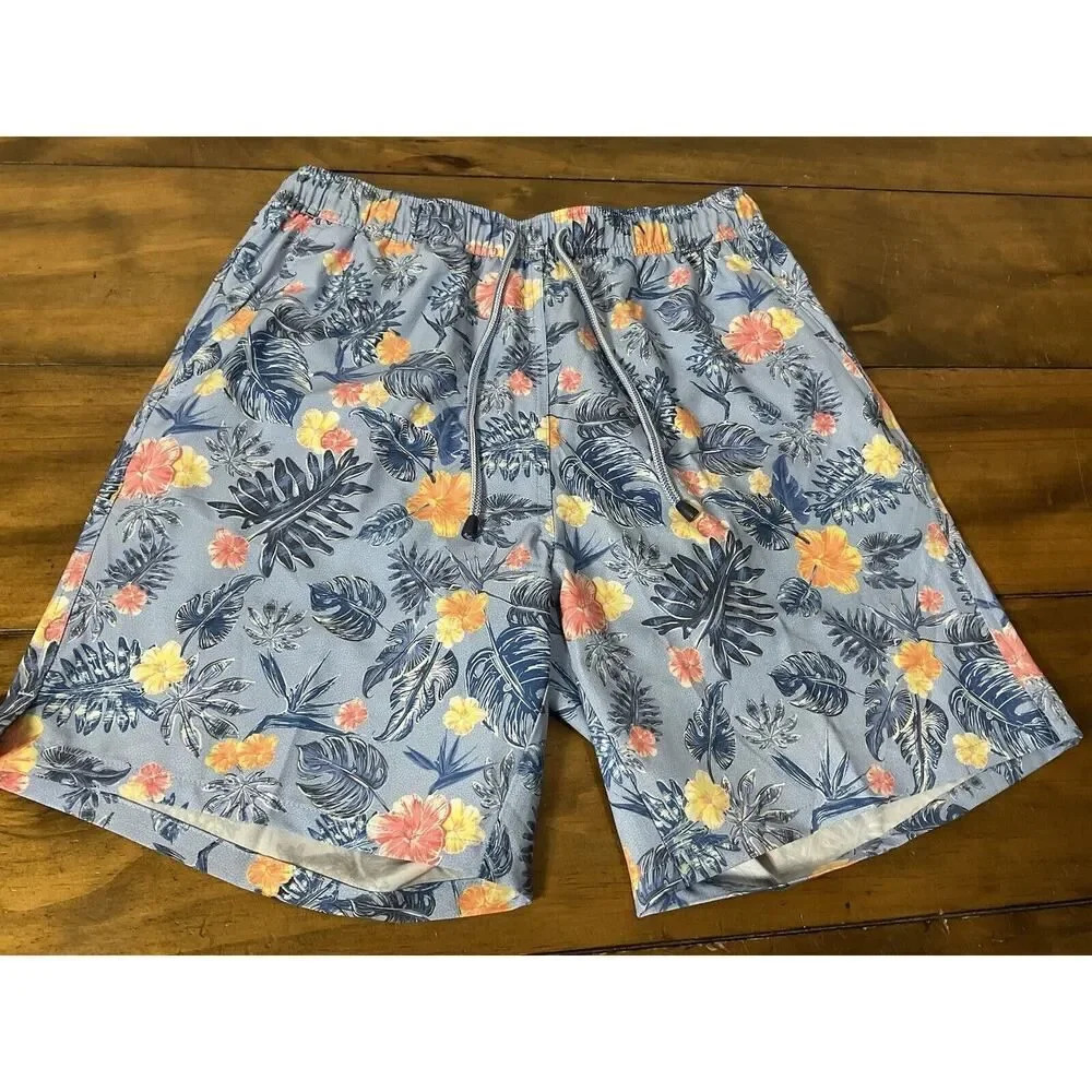 Peter Millar Swim Trunks Crown Moanalua Print Size Small Blue NWT